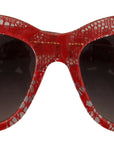 Dolce & Gabbana Elegant Red Lace Detail Sunglasses