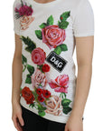 Dolce & Gabbana Elegant Multicolor Rose Print Cotton Tee