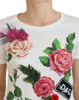Dolce & Gabbana Elegant Multicolor Rose Print Cotton Tee