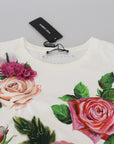 Dolce & Gabbana Elegant Multicolor Rose Print Cotton Tee