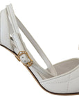 Dolce & Gabbana Devotion Embellished White Leather Stilettos