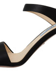 Prada Elegant Black Leather Heels Pumps