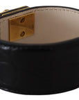 Dolce & Gabbana Elegant Black Leather Gold Detail Bracelet