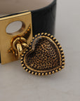 Dolce & Gabbana Elegant Black Leather Gold Detail Bracelet
