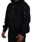 Dolce & Gabbana Sleek Black Hooded Bomber Jacket