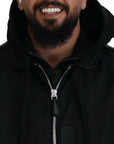 Dolce & Gabbana Sleek Black Hooded Bomber Jacket