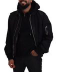 Dolce & Gabbana Sleek Black Hooded Bomber Jacket