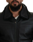 Dolce & Gabbana Chic Black Leather Silk-Lined Jacket