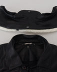 Dolce & Gabbana Elegant Black Leather Bomber Jacket