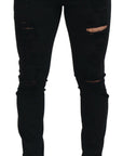 Dolce & Gabbana Svelte Black Tattered Slim Fit Denim