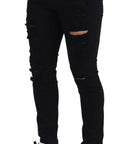 Dolce & Gabbana Svelte Black Tattered Slim Fit Denim