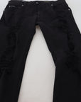 Dolce & Gabbana Svelte Black Tattered Slim Fit Denim