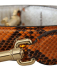 Dolce & Gabbana Chic Orange Leather Bag Strap with Gold-Tone Clasps