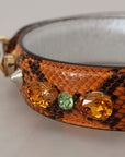 Dolce & Gabbana Chic Orange Leather Bag Strap with Gold-Tone Clasps