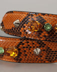 Dolce & Gabbana Chic Orange Leather Bag Strap with Gold-Tone Clasps