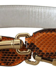 Dolce & Gabbana Chic Orange Leather Bag Strap with Gold-Tone Clasps