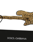 Dolce & Gabbana Gold Sequined Guitar Pin Brooch