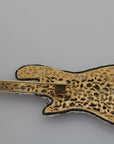 Dolce & Gabbana Gold Sequined Guitar Pin Brooch