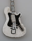 Dolce & Gabbana Gold Sequined Guitar Pin Brooch