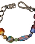 Dolce & Gabbana Multicolor Beaded Silver Chain Bracelet