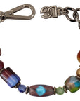 Dolce & Gabbana Multicolor Beaded Silver Chain Bracelet