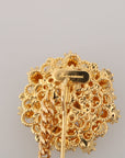 Dolce & Gabbana Exquisite Crystal-Embellished Gold Brooch