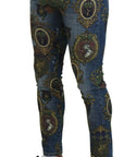Dolce & Gabbana Elegant Slim-Fit Printed Denim Jeans