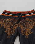 Dolce & Gabbana Baroque Crown Silk Sweatpants