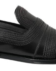Dolce & Gabbana Elegant Black Leather Slipper Loafers