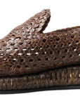Dolce & Gabbana Elegant Leather Slipper Loafers in Brown