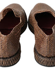 Dolce & Gabbana Elegant Leather Slipper Loafers in Brown