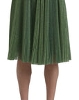 Dolce & Gabbana Enchanting Metallic Green Pleated A-Line Skirt