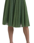 Dolce & Gabbana Enchanting Metallic Green Pleated A-Line Skirt