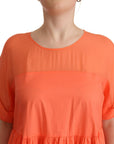 Twinset Elegant Coral Maxi Dress with Short Sleeves