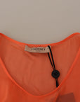 Twinset Elegant Coral Maxi Dress with Short Sleeves