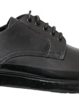 Dolce & Gabbana Elegant Derby Lace-Up Leather Shoes in Black