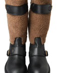 Dolce & Gabbana Black Shearling Leather Long Boots