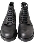 Dolce & Gabbana Equisite Black Lace-Up Leather Boots