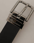 Dolce & Gabbana Elegant Black Leather Belt with Metal Buckle