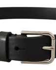 Dolce & Gabbana Elegant Black Leather Belt with Metal Buckle