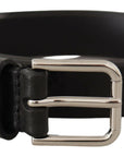 Dolce & Gabbana Elegant Black Leather Belt with Metal Buckle
