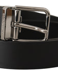 Dolce & Gabbana Elegant Black Leather Belt with Metal Buckle