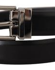 Dolce & Gabbana Elegant Black Leather Belt with Metal Buckle