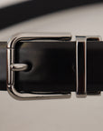 Dolce & Gabbana Elegant Black Leather Belt with Metal Buckle