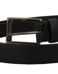 Dolce & Gabbana Elegant Black Leather Belt with Metal Buckle