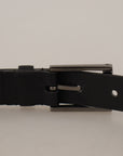Dolce & Gabbana Elegant Black Leather Belt with Metal Buckle