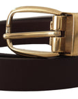 Dolce & Gabbana Elegant Dark Brown Leather Belt