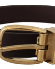 Dolce & Gabbana Elegant Dark Brown Leather Belt