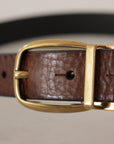 Dolce & Gabbana Elegant Brown Leather Belt with Logo Buckle