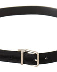 Dolce & Gabbana Elegant Black Canvas and Leather Belt